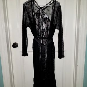 Lace sheer duster cardigan layer jacket